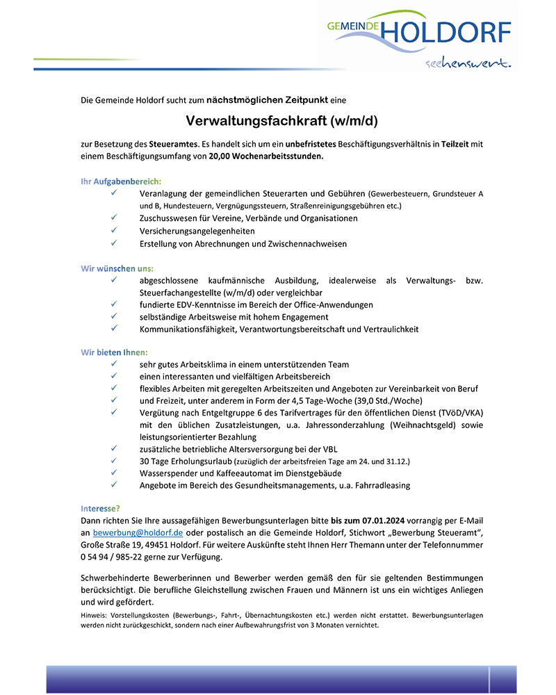 23 Verwaltungsfachkraft Steueramt