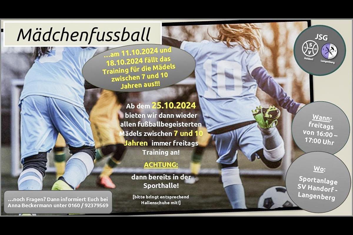 24 M&auml;dchenfu&szlig;ball JSG Holdorf-HaLangenberg
