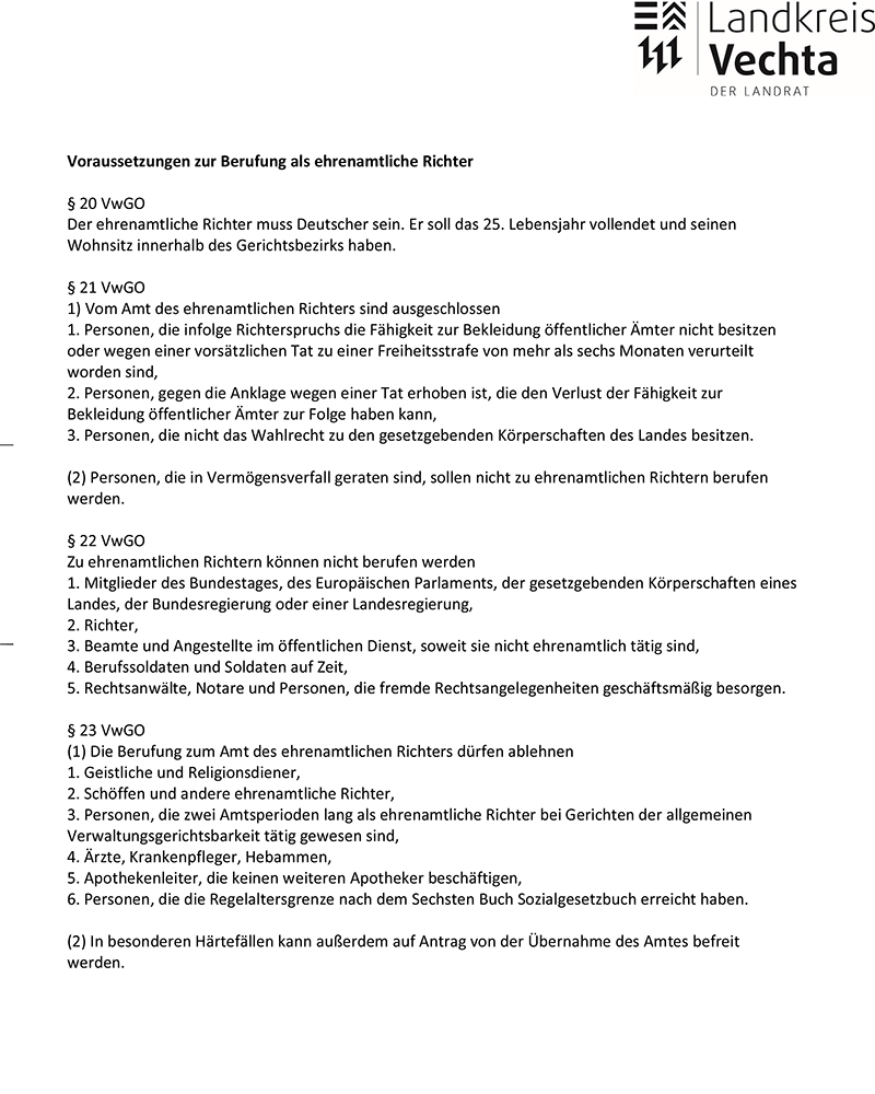 25 Richter Verwaltungsgericht Oldenburg - Voraussetzungen