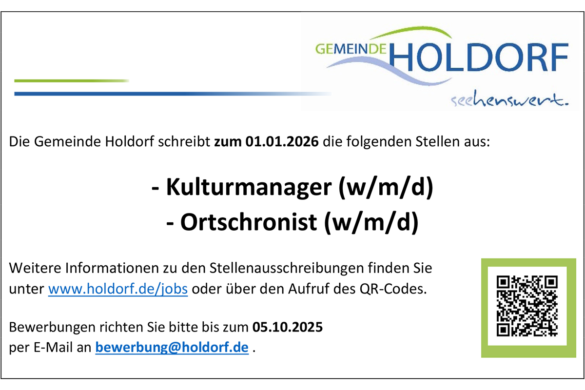 25 - Stellenausschreibung Kulturmanager/Ortschronist 25 - Stellenausschreibung Kulturmanager/Ortschronist