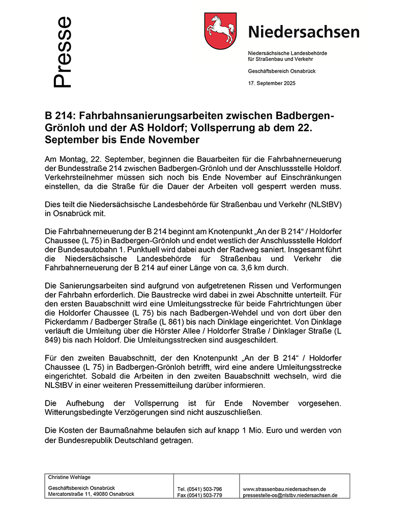 25 Vollsperrung B 214 - 001 25 Vollsperrung B 214 - 001